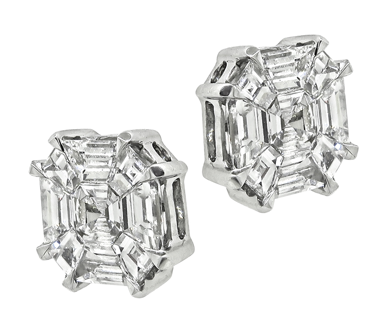 Estate 1.02ct Diamond Illusion Set Stud Earrings