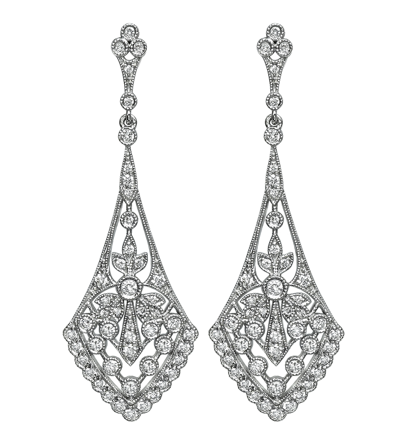 Estate 1.04ct Diamond Chandelier Earrings