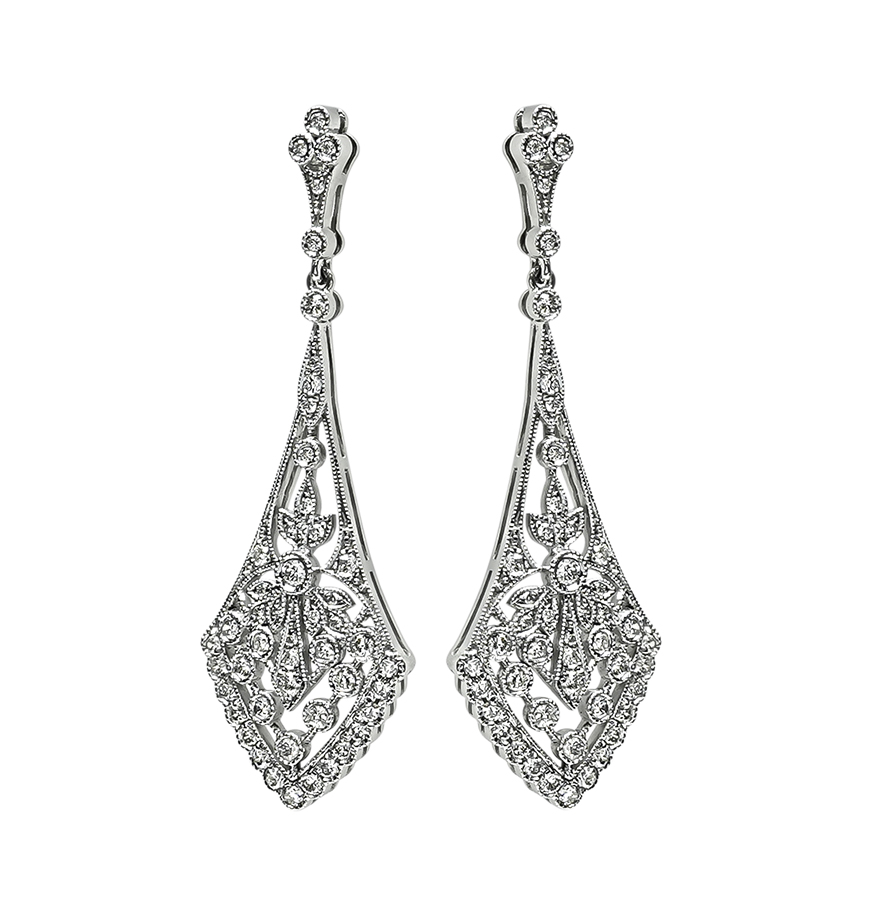 Estate 1.04ct Diamond Chandelier Earrings