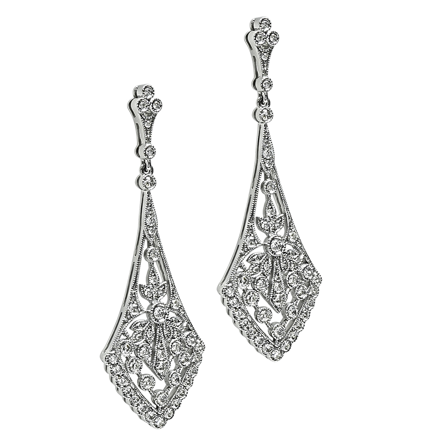 Estate 1.04ct Diamond Chandelier Earrings