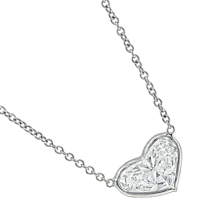 Estate 1.11ct Diamond Heart Pendant Necklace