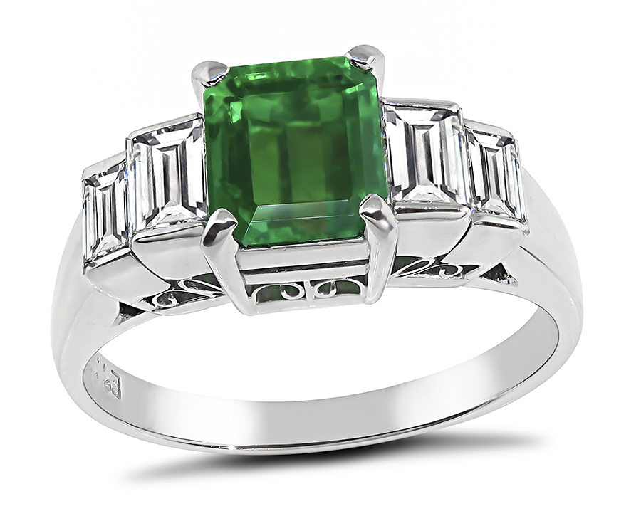 1.12ct Colombian Emerald 0.83ct Diamond Engagement Ring
