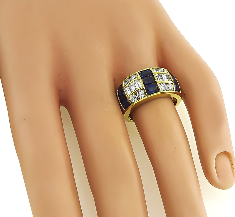 Estate 1.15ct Diamond 1.91ct Sapphire Gold Ring