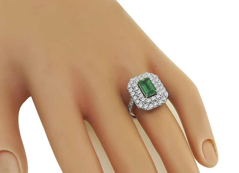 Estate 1.22ct Emerald 1.51ct Diamond Ring