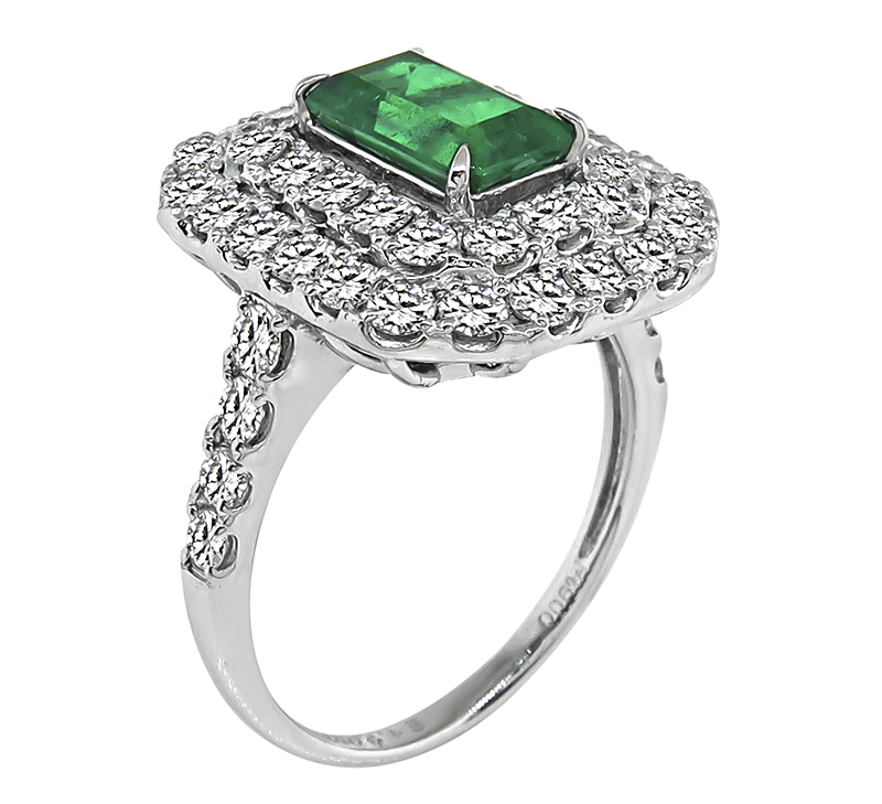 Diamond Platinum Emerald Ring