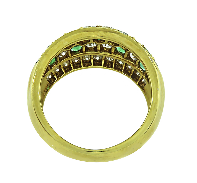 Estate 1.23ct Diamond 0.45ct Emerald Gold Ring