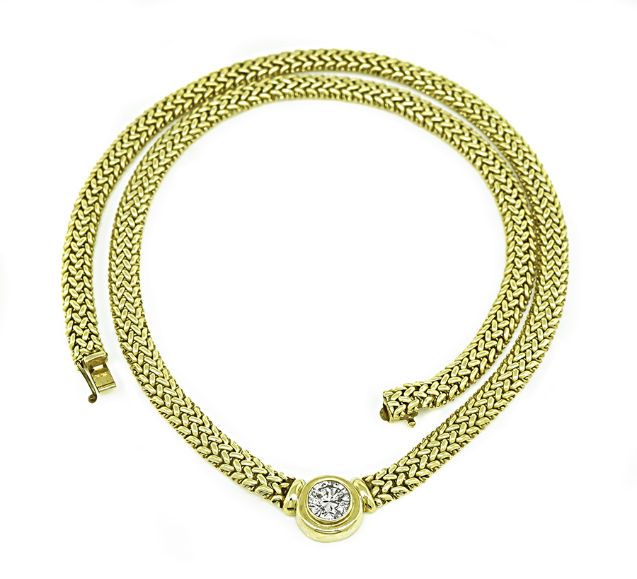 Estate 1.25ct Diamond Gold Necklace