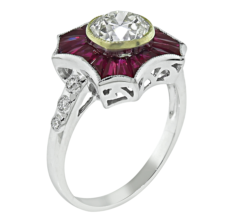 Estate 1.29ct Diamond 1.00ct Ruby Engagement Ring