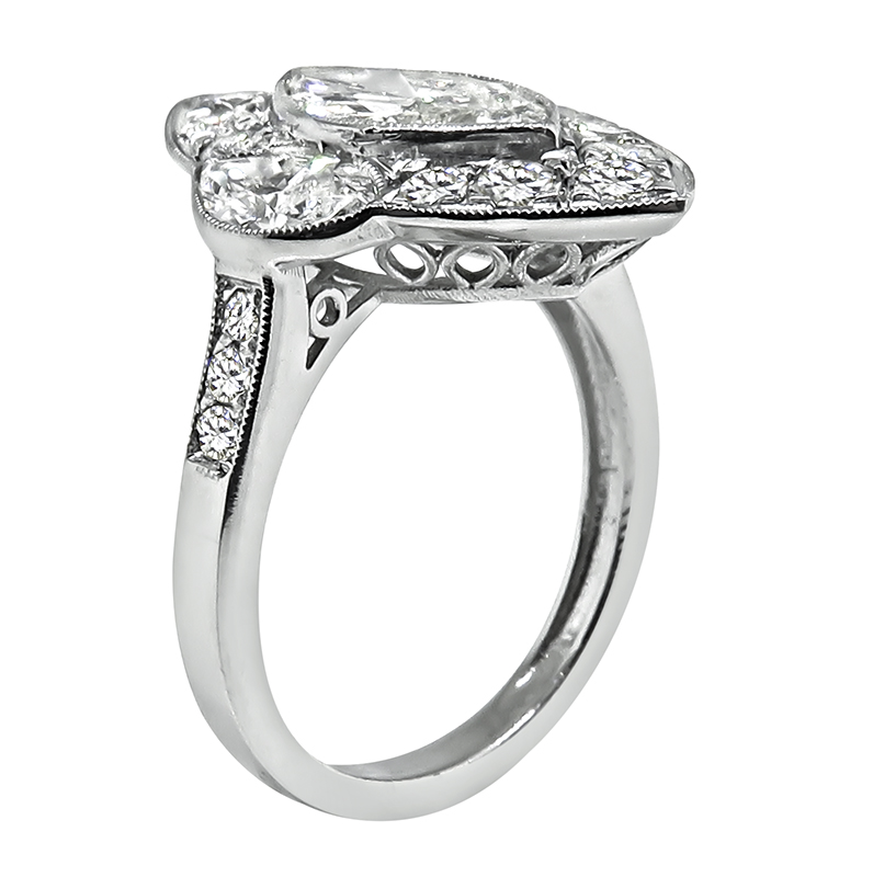 Estate 1.44ct Center Diamond 1.90ct Side Diamond Engagement Ring