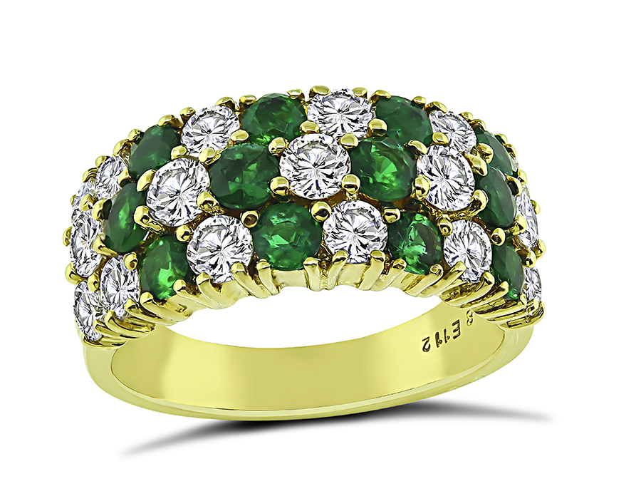 Estate 1.48ct Diamond 1.12ct Emerald Gold Ring