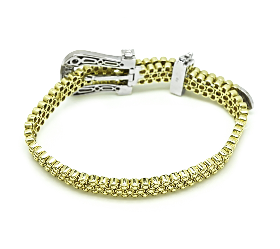 Estate 1.50ct Diamond Gold Belt Buckle Bracelet