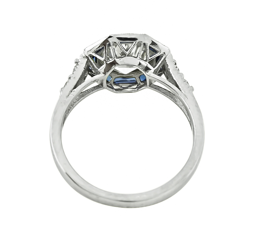 Estate 1.54ct Diamond Sapphire Engagement Ring