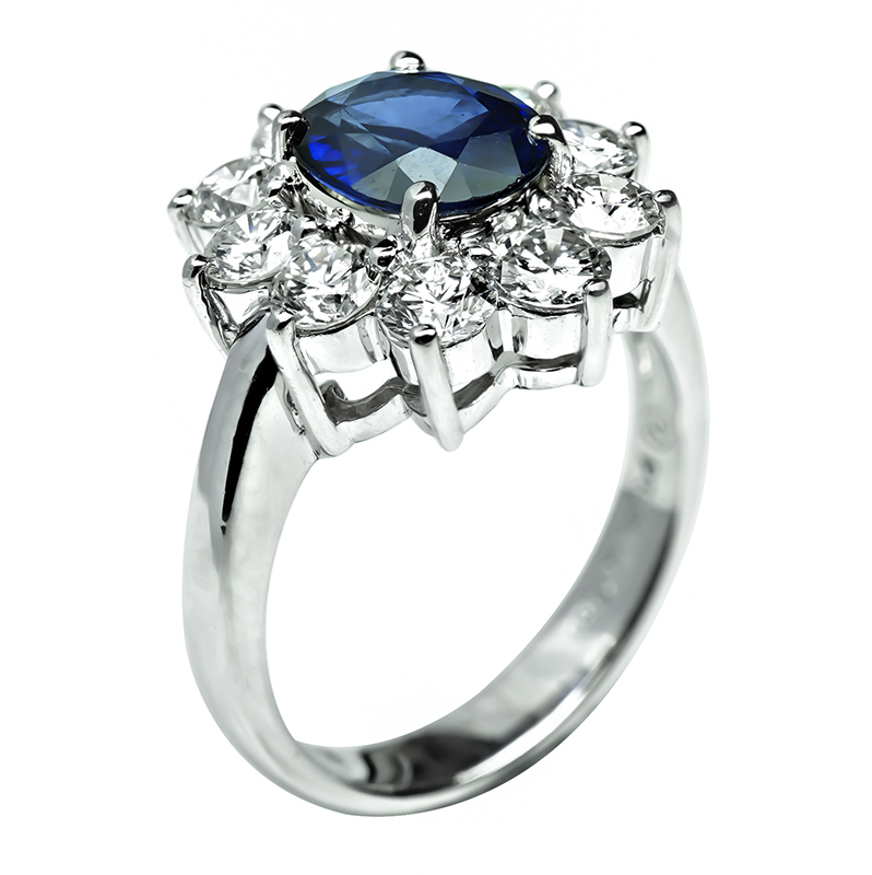Estate 1.60ct Sapphire 1.50ct Diamond Engagement Ring