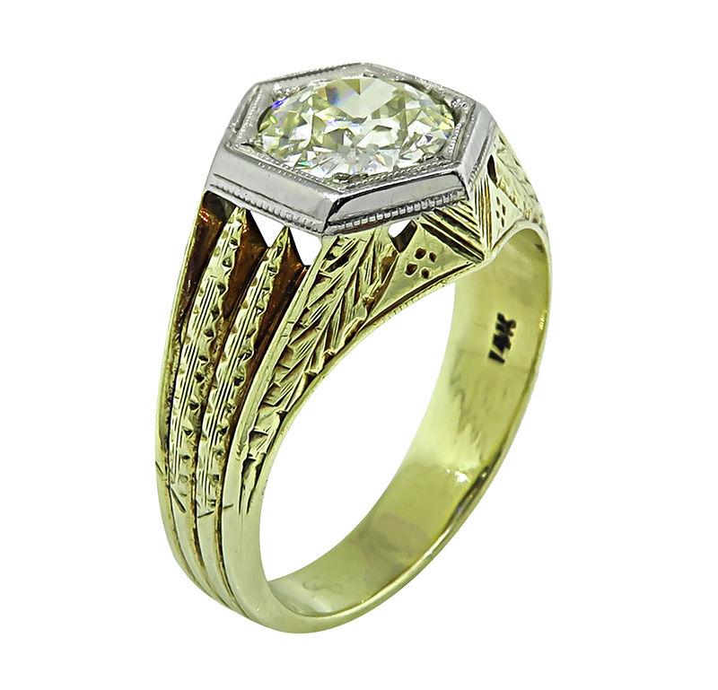 Vintage 1.67ct Diamond Gold Engagement Ring