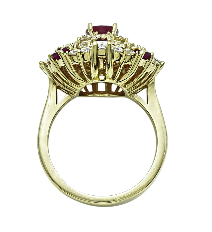 Estate 1.75ct Burma Ruby 2.00ct Diamond Gold Cocktail Ring