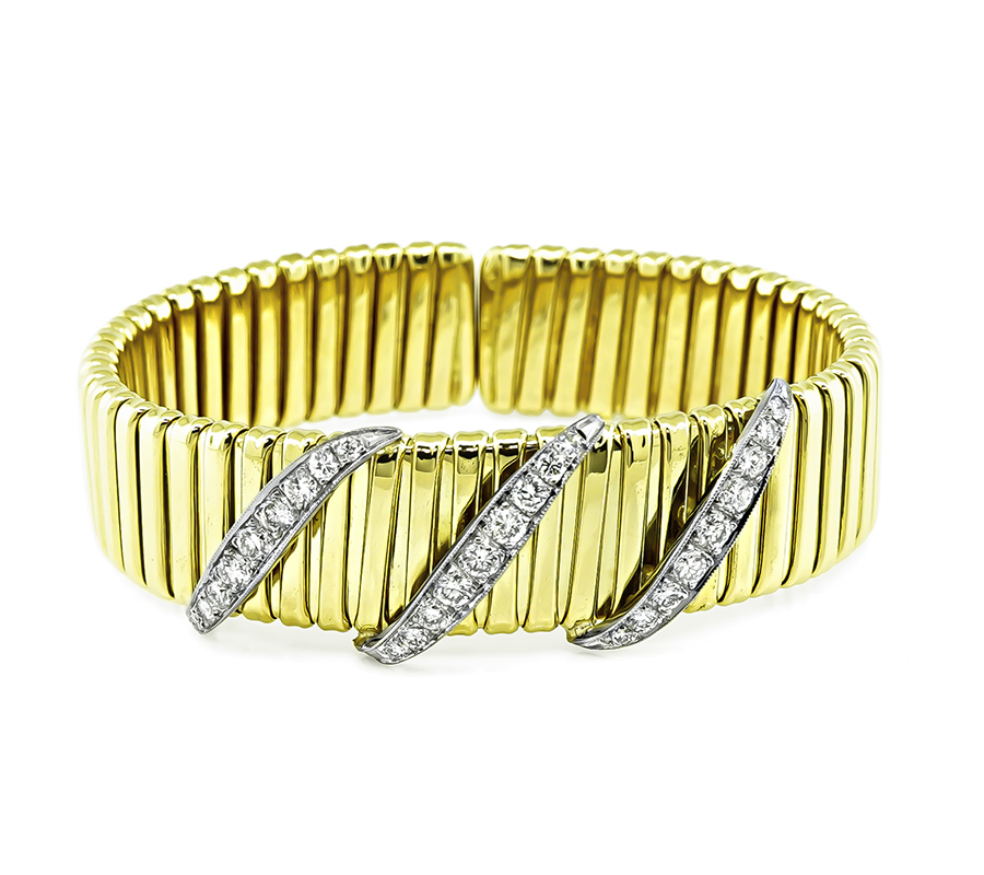 Estate 1.80ct Diamond Gold Bangle