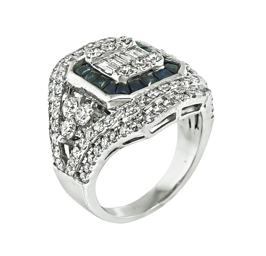 Estate 1.91ct Diamond 0.89ct Sapphire Ring