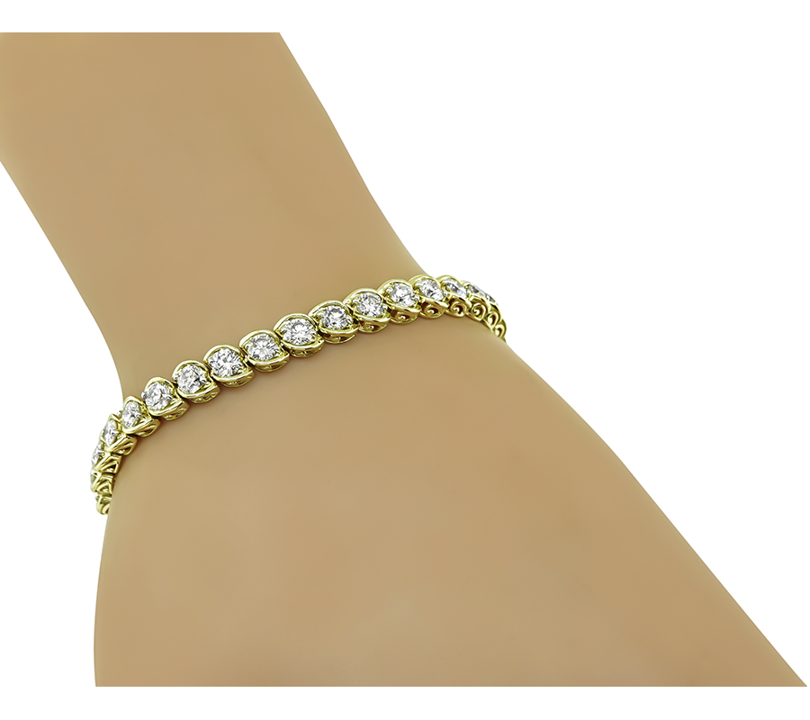 Estate 10.00ct Diamond Gold Line Bracelet