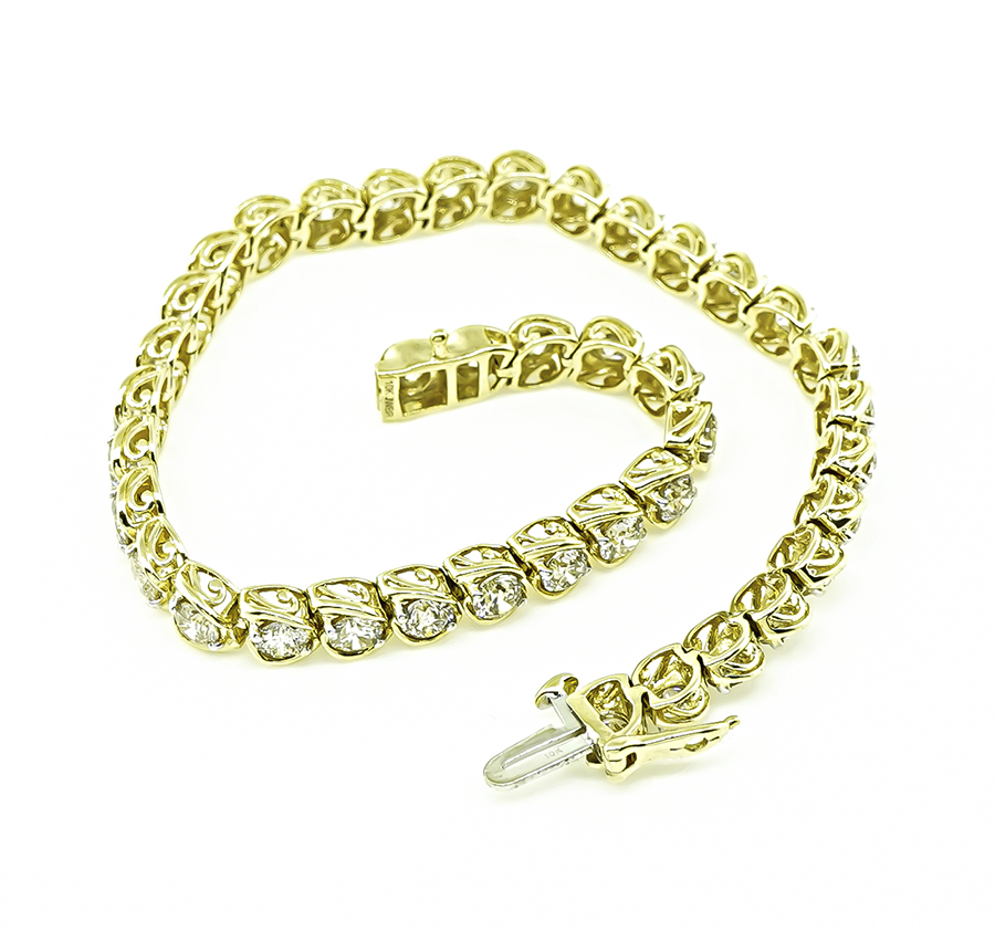 Estate 10.00ct Diamond Gold Line Bracelet