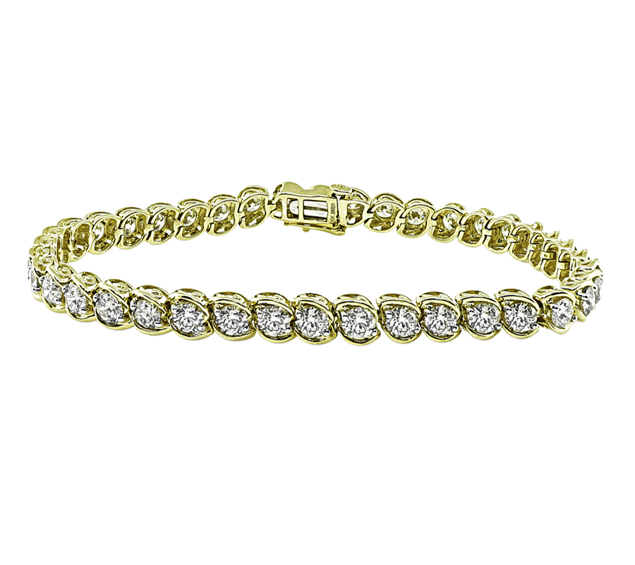 Estate 10.00ct Diamond Gold Line Bracelet