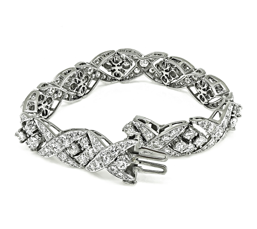 Estate 10.00ct Diamond Platinum Bracelet