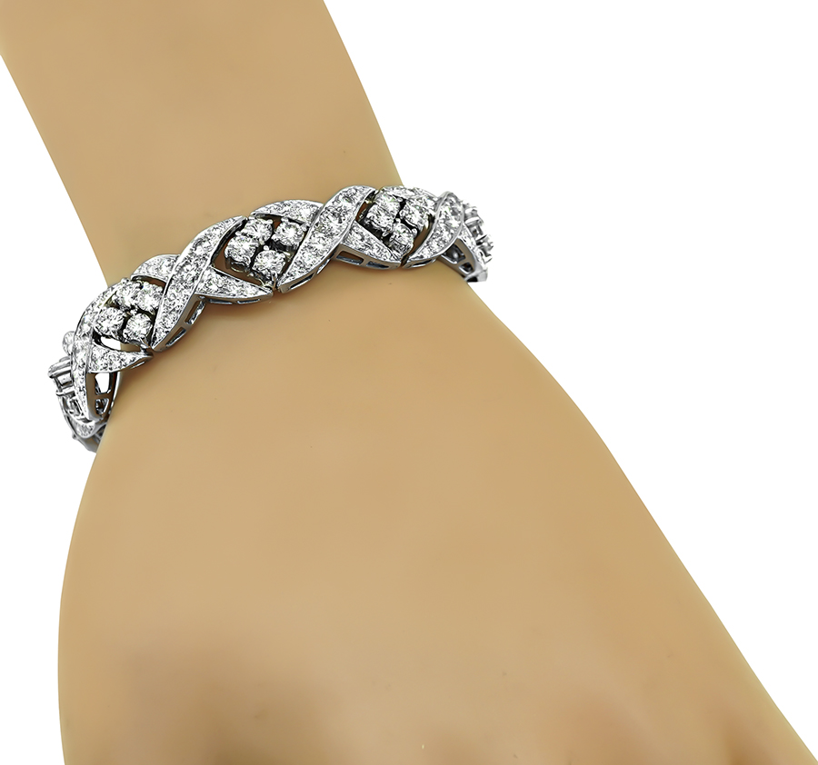 Estate 10.00ct Diamond Platinum Bracelet