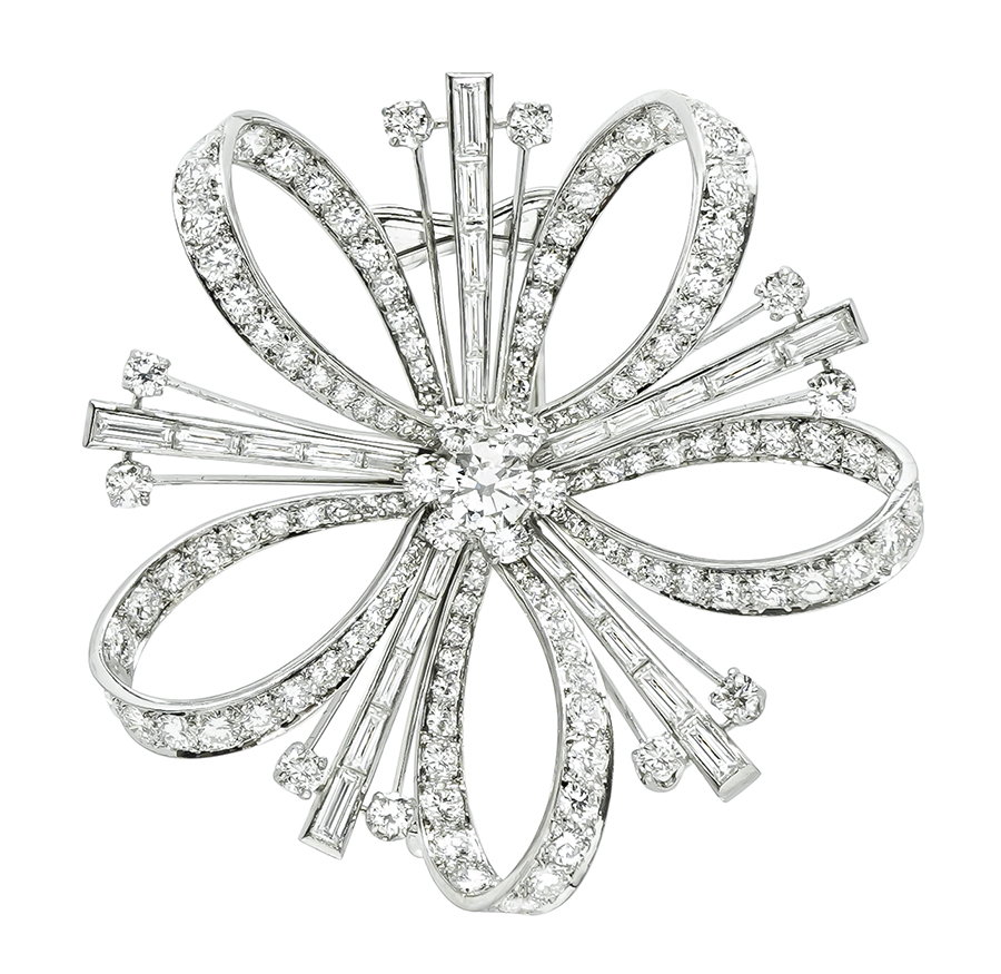 Estate 10.00ct Diamond Platinum Pin