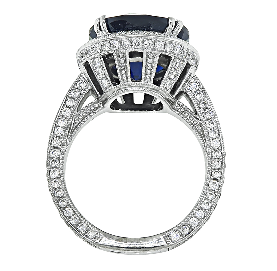 Estate 10.02ct Ceylon Sapphire 2.50ct Diamond Engagement Ring