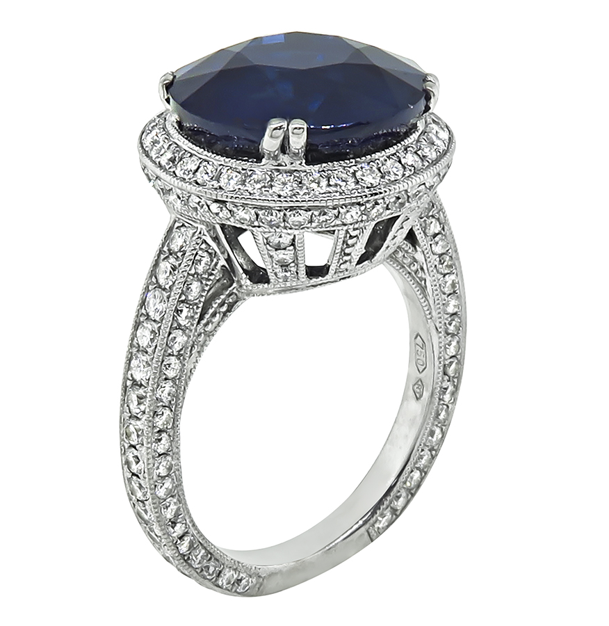 Estate 10.02ct Ceylon Sapphire 2.50ct Diamond Engagement Ring