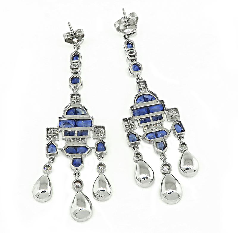 Estate 10.50ct Sapphire 1.00ct Diamond Earrings