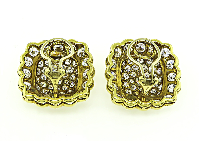 Estate 11.00ct Diamond Gold Earrings 