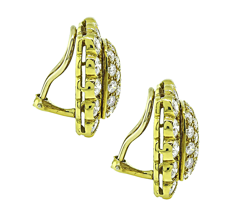 Estate 11.00ct Diamond Gold Earrings 