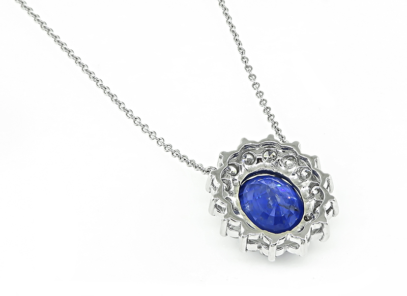 Estate 11.84ct Sapphire 2.00ct Diamond Pendant Necklace