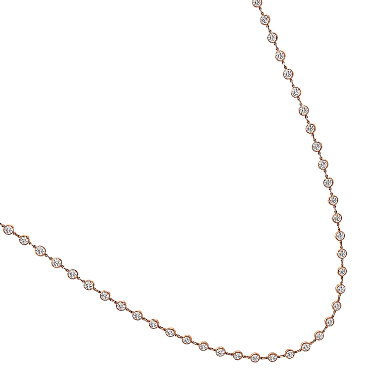 Estate 12.55ct Diamond Pink Gold By The Yard Necklace