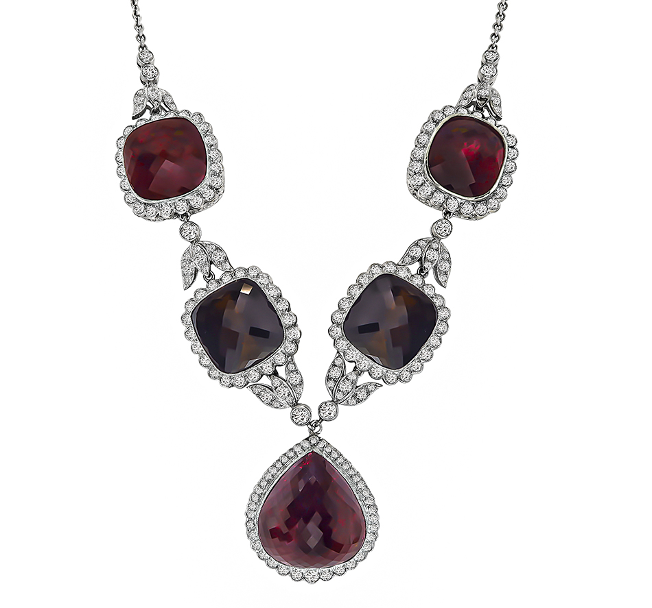 Estate 120.00ct Pink and Brown Tourmaline 8.00ct Diamond Necklace