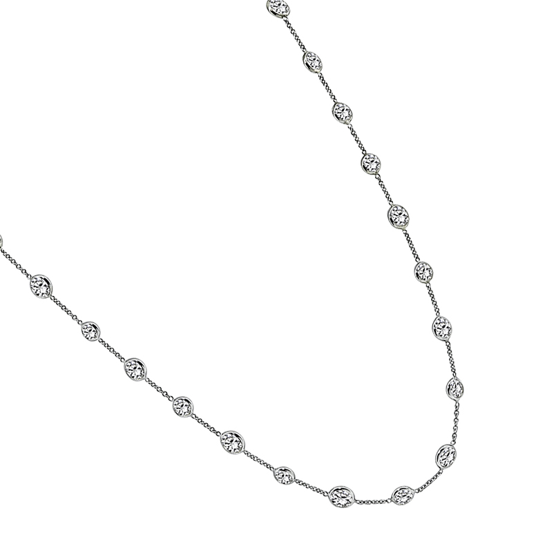 Estate 13.63ct Diamond By The Yard Necklace