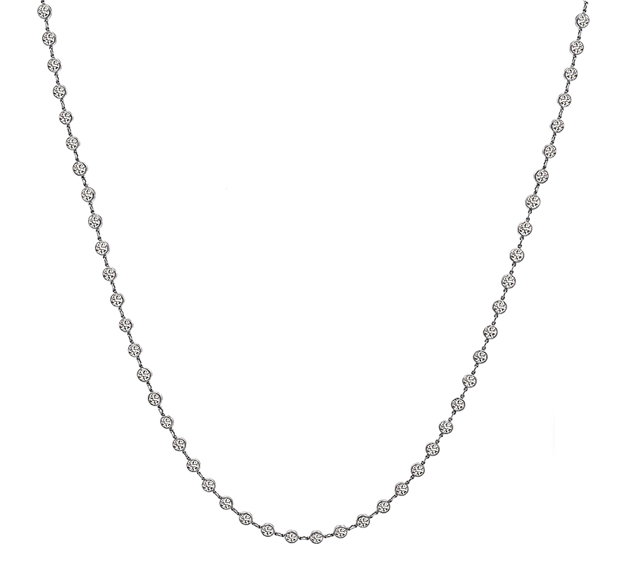 Estate 13.96ct Diamond By The Yard Necklace