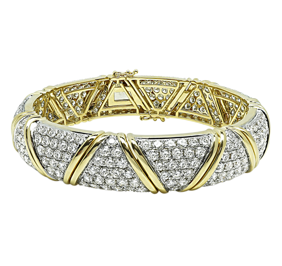 Estate 14.93ct Diamond Two Tone Gold Bangle