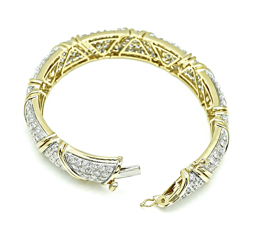 Estate 14.93ct Diamond Two Tone Gold Bangle