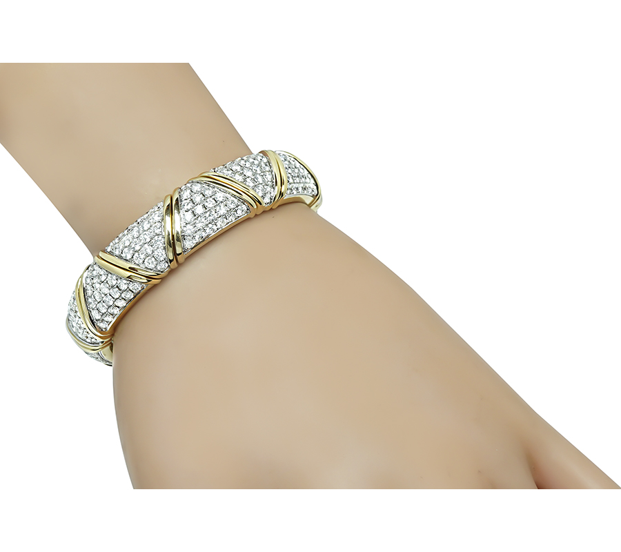 Estate 14.93ct Diamond Two Tone Gold Bangle