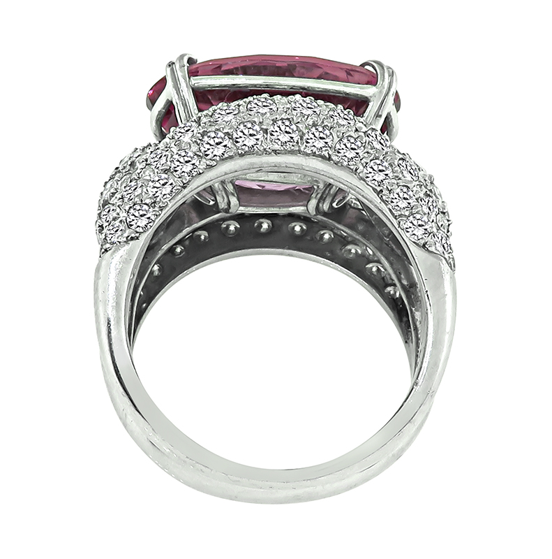 Estate 15.72ct Pink Sapphire 2.73ct Diamond Cocktail Ring