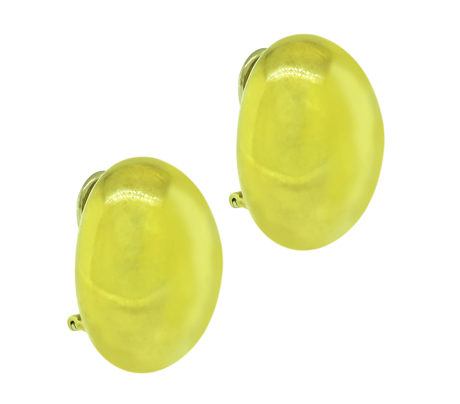 18k Yellow Gold Oval Earrings