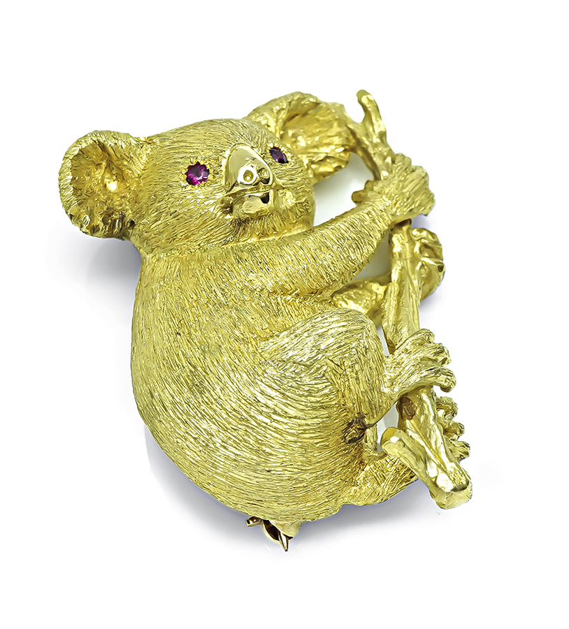 Estate Yellow Gold Koala Bear Pin
