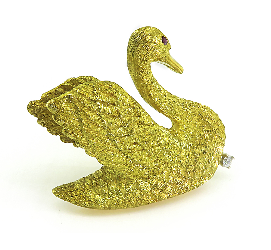 Estate Gold Swan Pin