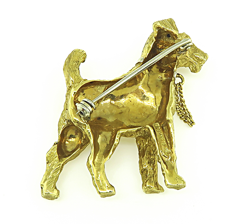 Estate Yellow Gold Dog Pin