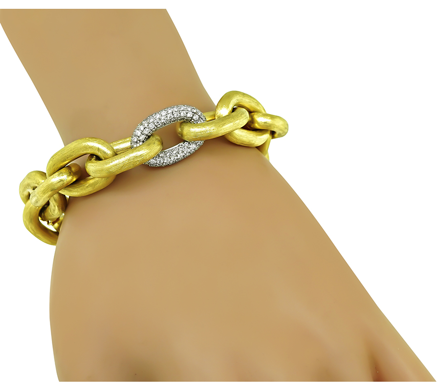 Estate 2.00ct Diamond Gold Chain Bracelet