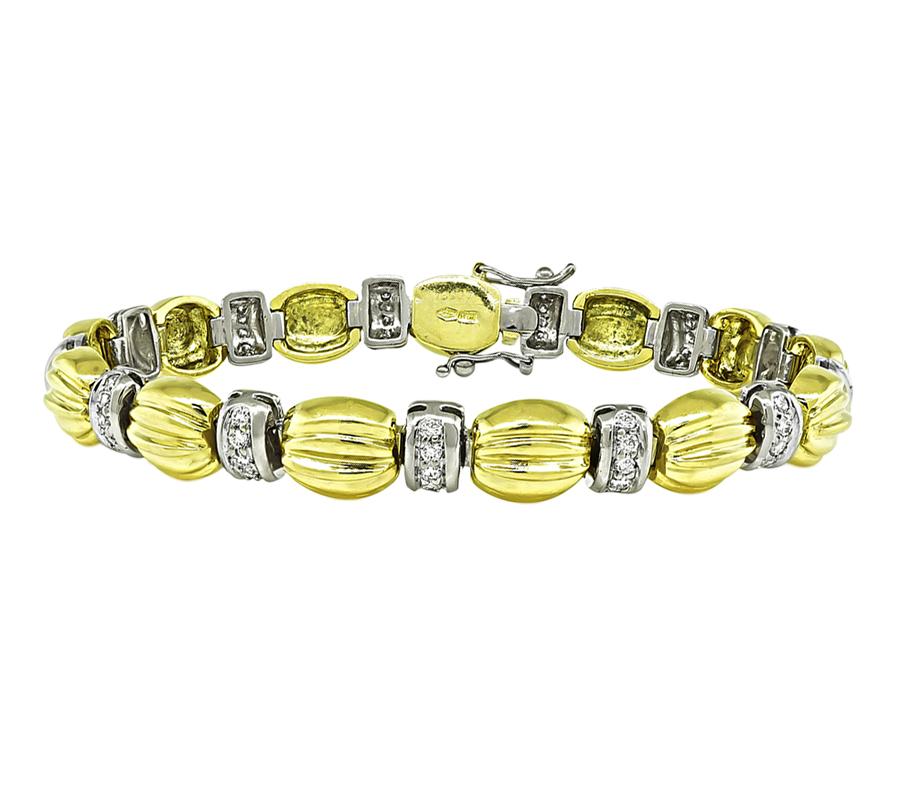 Estate 2.00ct Diamond Two Tone Gold Bracelet