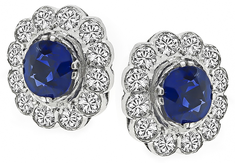 Estate 2.00ct Sapphire 0.90ct Diamond Earrings