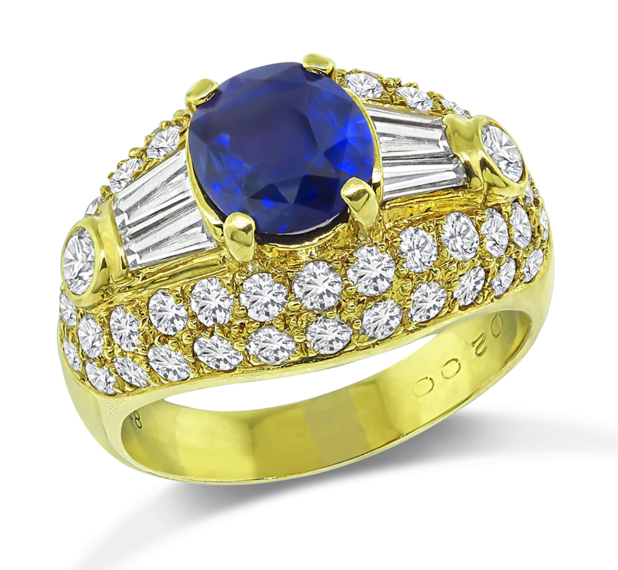 Estate 1.48ct Ceylon Sapphire 2.00ct Diamond Gold Ring