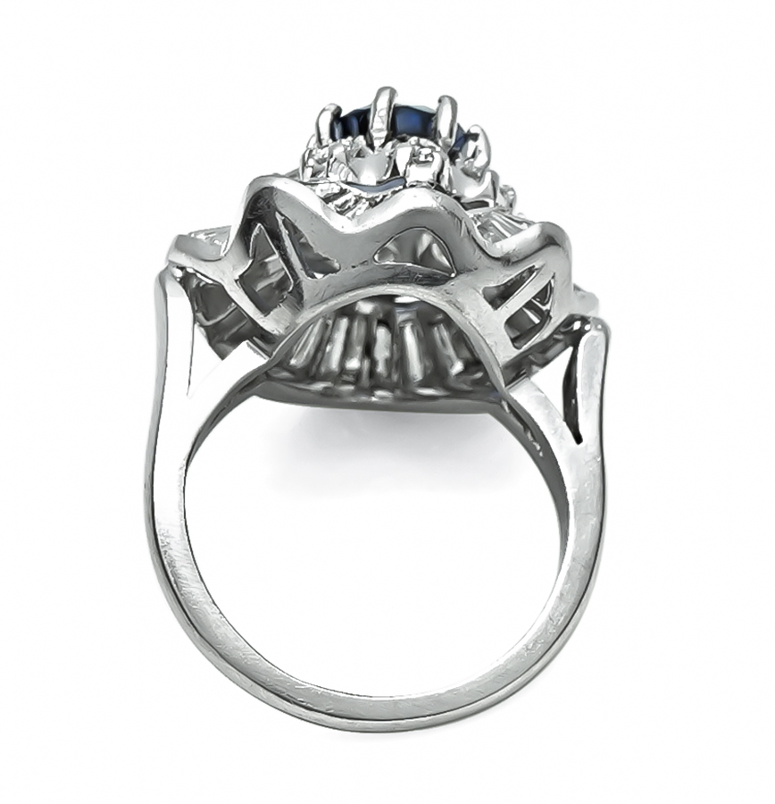 Estate 2.01ct Sapphire 2.00ct Diamond Ballerina Ring